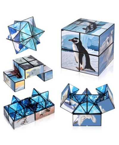 Bruce & Shark 2-in-1 North and South Poles Fidget Cube - Folds into Star, Cube & Rectangle