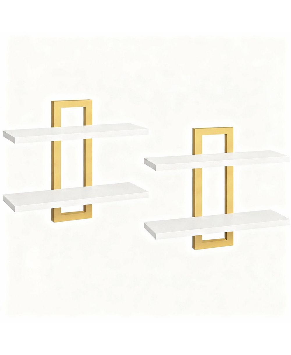YIGII Double-Layer Floating Shelves for Home Decor, Capacity, Easy Install, Versatile Use
