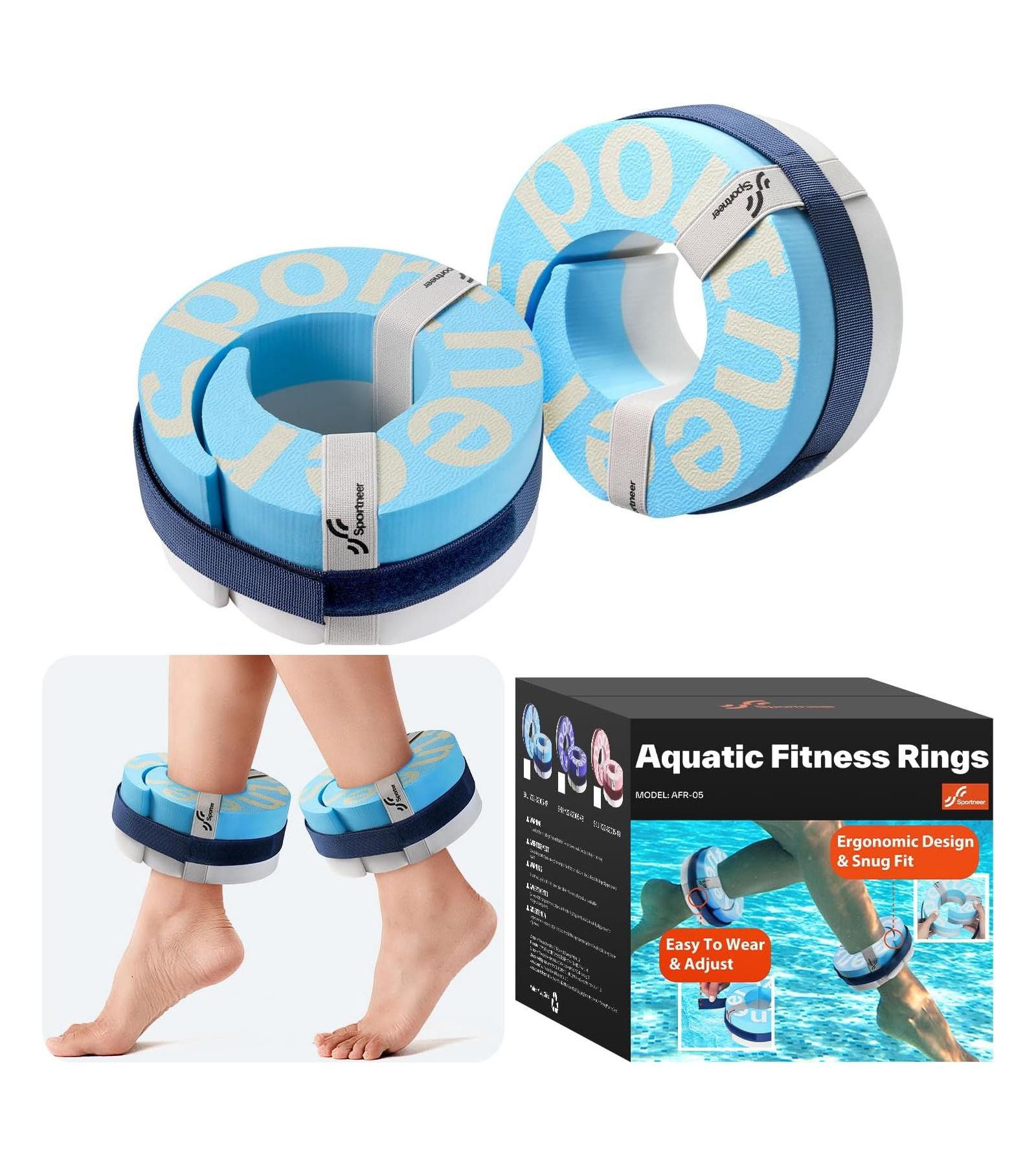 Sportneer Foam Aquatic Cuffs Water Aerobics Float Ring with Adjustable Webbing Pool Exercise Workout Set Water Ankle Ring