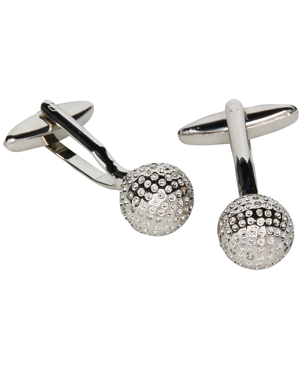 Perry Ellis Portfolio Men's Silver-Tone Golf Ball Cufflinks