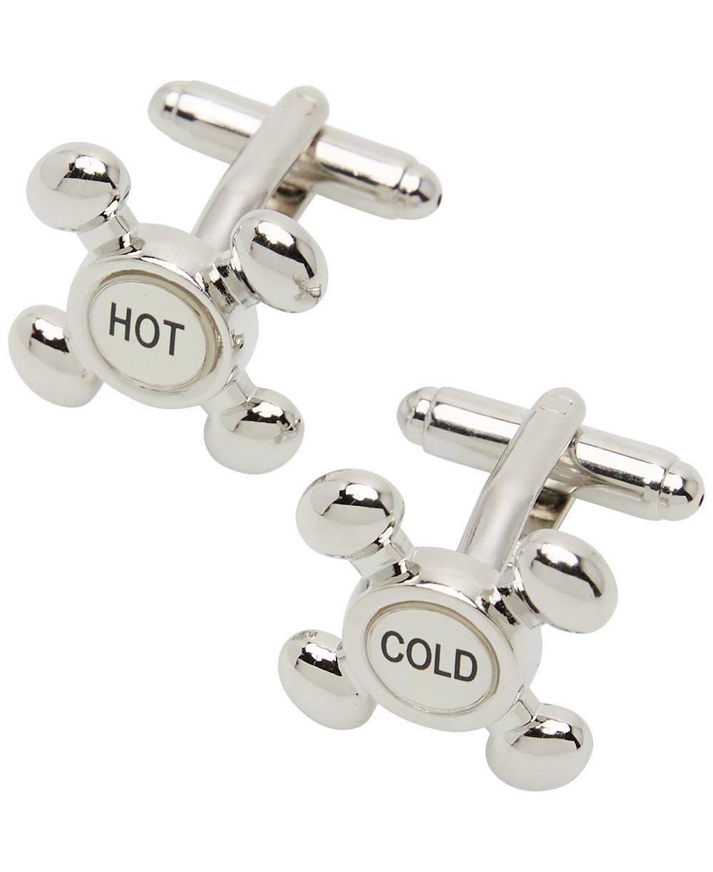 Perry Ellis Portfolio Men's Silver-Tone Hot Cold Cufflinks