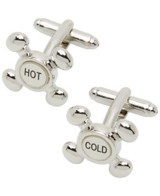 Perry Ellis Portfolio Men's Silver-Tone Hot Cold Cufflinks