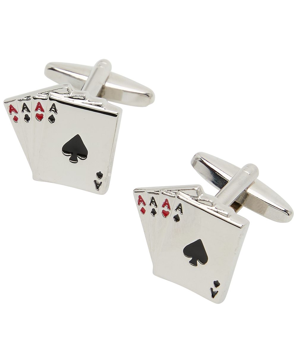 Perry Ellis Portfolio Men's Silver-Tone Poker Cufflinks