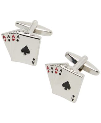 Perry Ellis Portfolio Men's Silver-Tone Poker Cufflinks