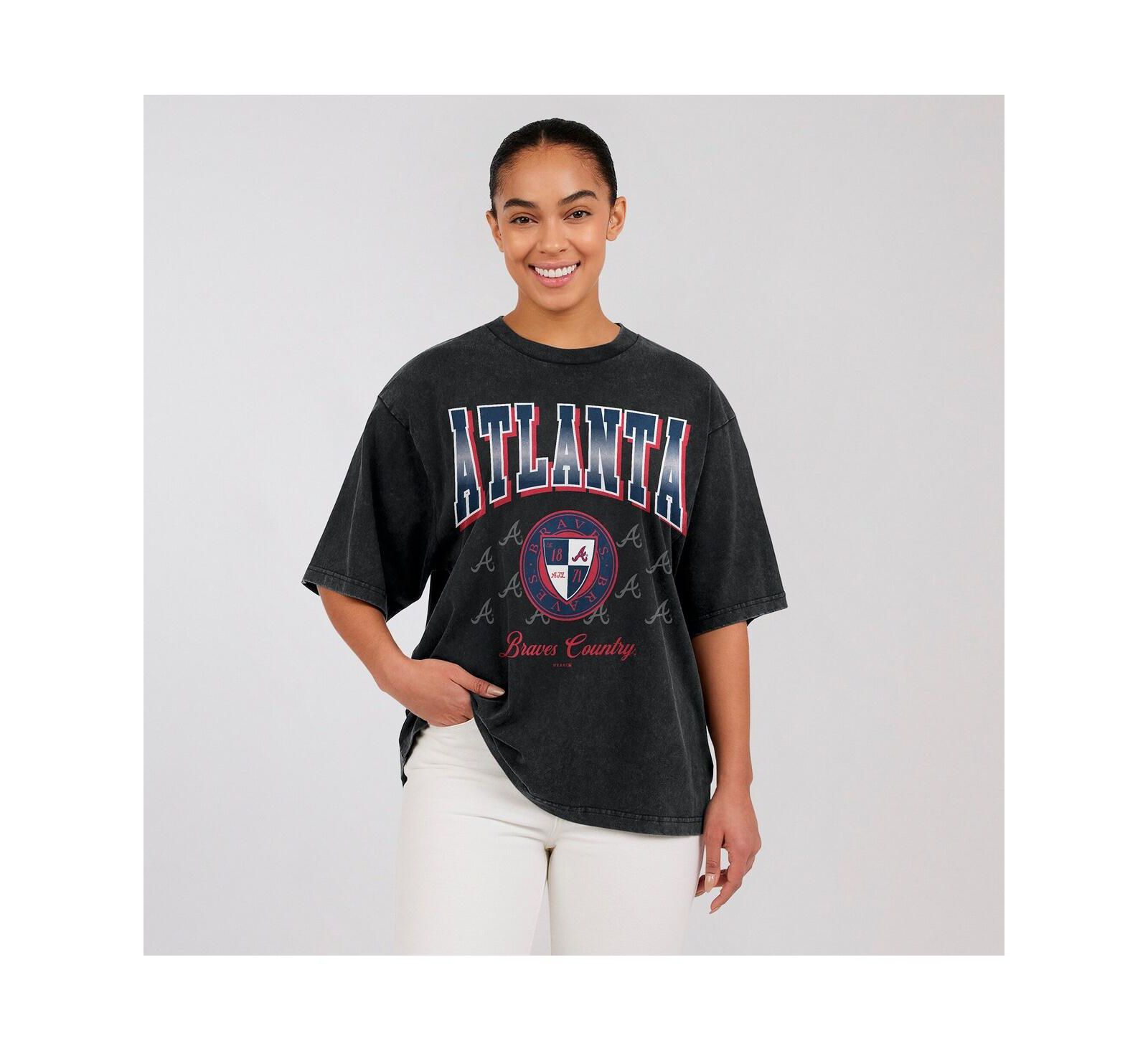 Женская футболка WEAR by Erin Andrews Black Atlanta Braves, оверсайз