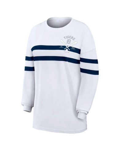 Женская белая футболка oversized в полоску Detroit Tigers от WEAR by Erin Andrews