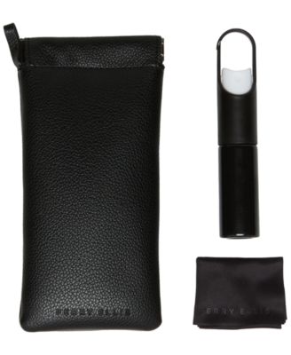 Perry Ellis Portfolio Men's Pebble Pebbled Squeeze Top Closure Eyeglass Case, Spray, and Cleaning Cloth, 3-Piece Set