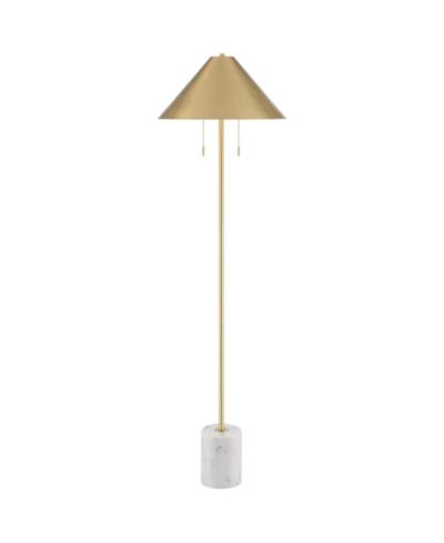 Possini Euro Design Scava Mid Century Modern напольный торшер 61 1/2" с цепью и мраморным основанием, античная латунь