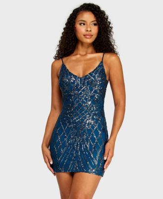 B Darlin Женское мини-платье Bodycon с пайетками и V-образным вырезом