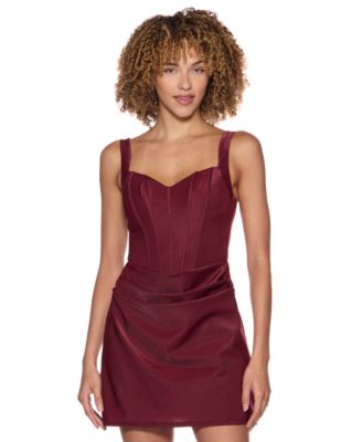 B Darlin Juniors' Sweetheart-Neckline Corset-Bodice Draped-Skirt Dress