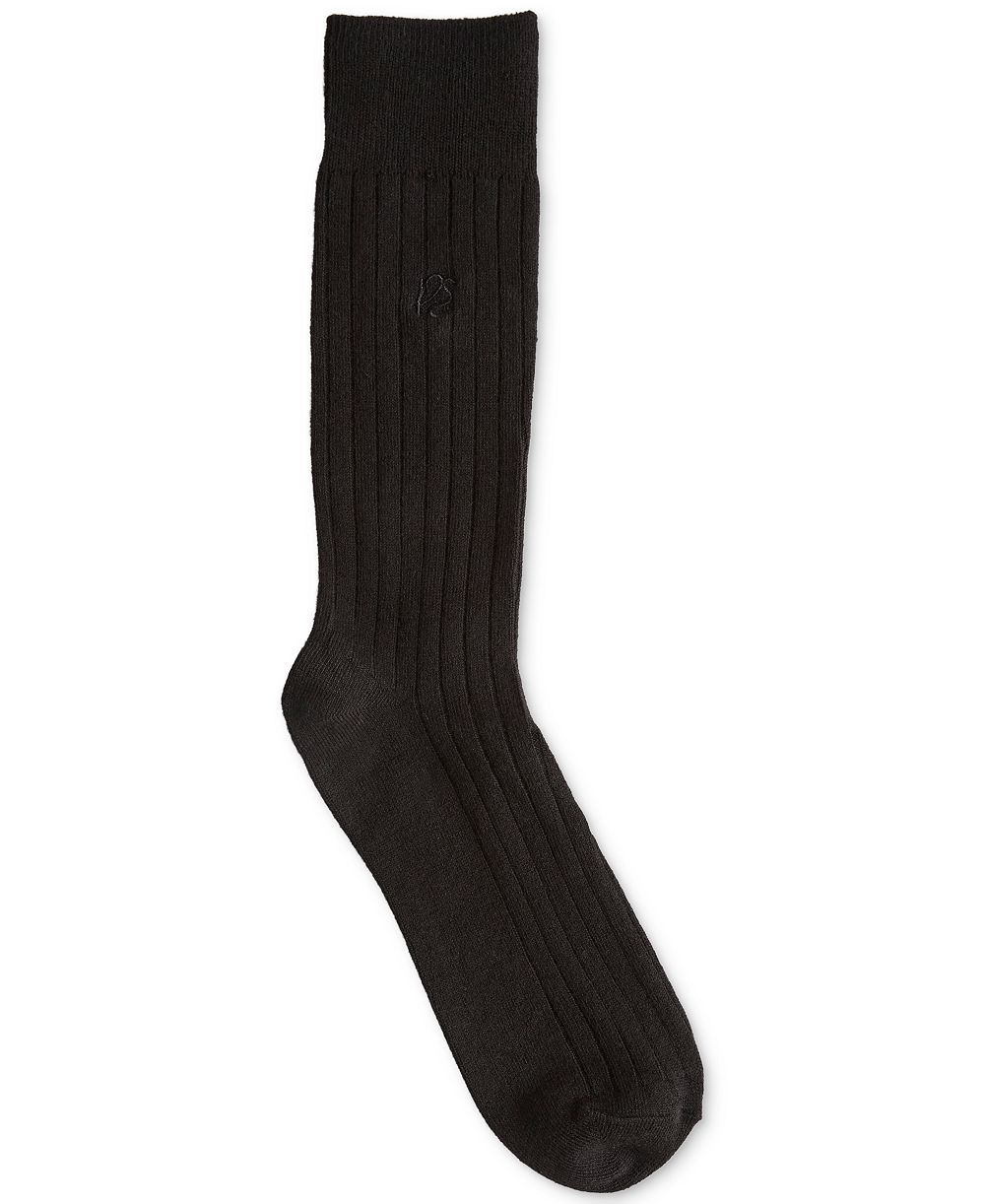 Perry Ellis Portfolio Men's Merino Wool Blend Ribbed Crew Socks