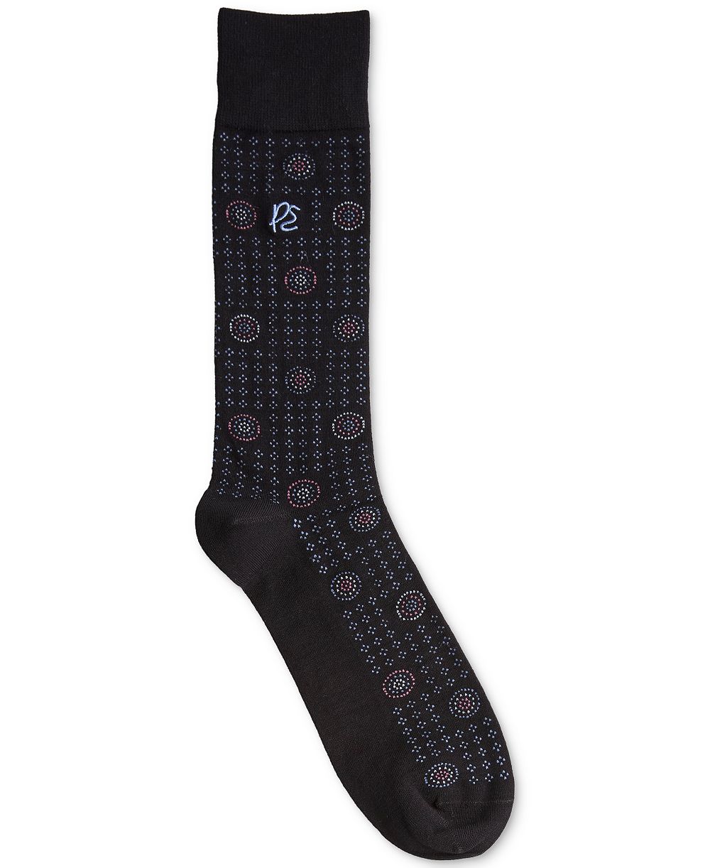 Perry Ellis Portfolio Men's Viscose from Bamboo-Blend Medallion Neat Logo Crew Socks