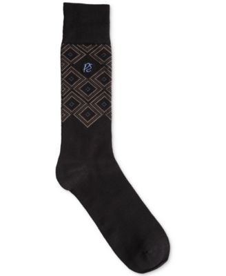 Perry Ellis Portfolio Men's Viscose from Bamboo-Blend Geometric Argyle Crew Socks