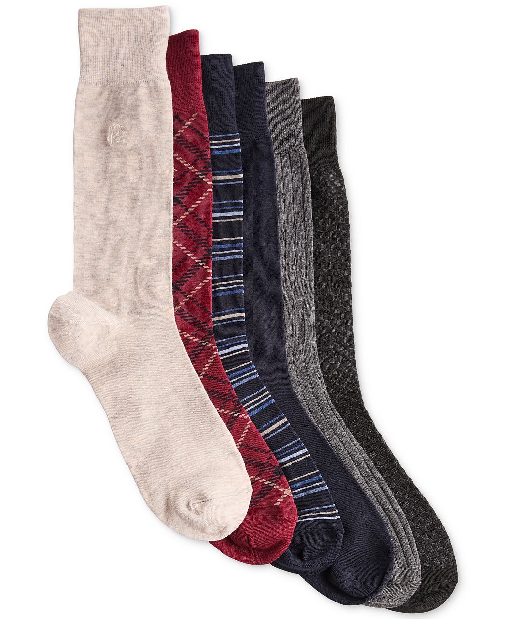 Perry Ellis Portfolio мужские праздничные носки с круглым мыском, 6 пар