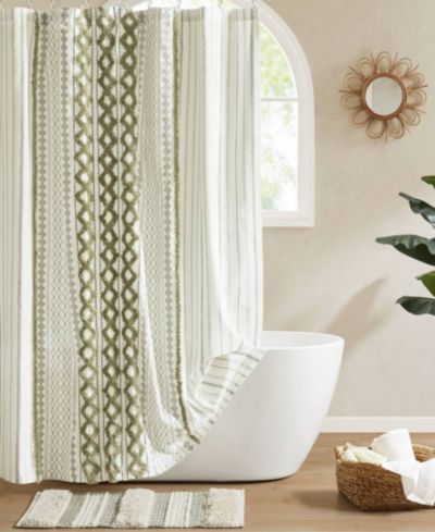 INK+IVY Imani Stripe Chenille Shower Curtain, 72" x 84"