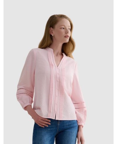 Женская блузка Hobbs London Lucilla Pintuck Mandarin Collar