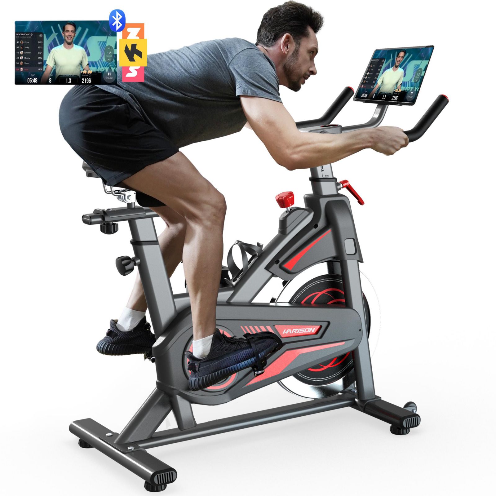 Велотренажер HARISON Magnetic Exercise Bike для дома, 350 lbs Capacity, с приложением