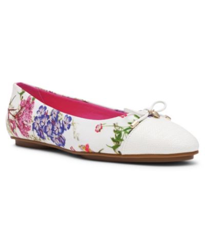 Anne Klein Women's Luci Floral Cap Toe Ballet Flats