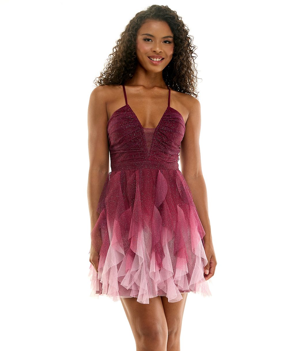 Женское платье Pear Culture Juniors' V-Neck Ombre Petal с драпировкой