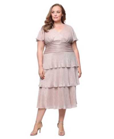 SL Fashions Plus Size Short-Sleeve V-Neck Midi Dress