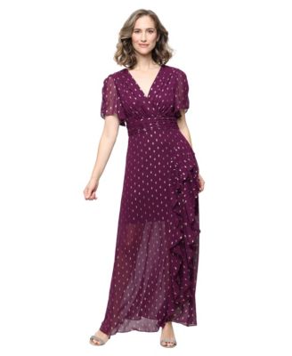SL Fashions Petite Short-Sleeve V-Neck Long Dress