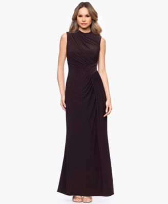 Betsy & Adam Petite Sleeveless Mock-Neck Ball Gown