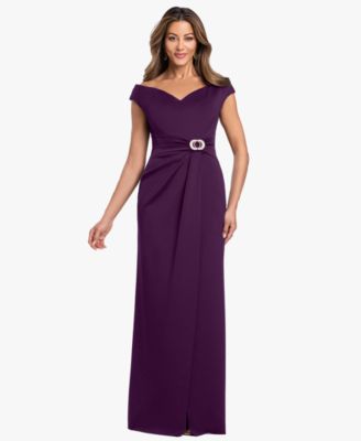 Betsy & Adam Petite Off-The-Shoulder Gown Dress