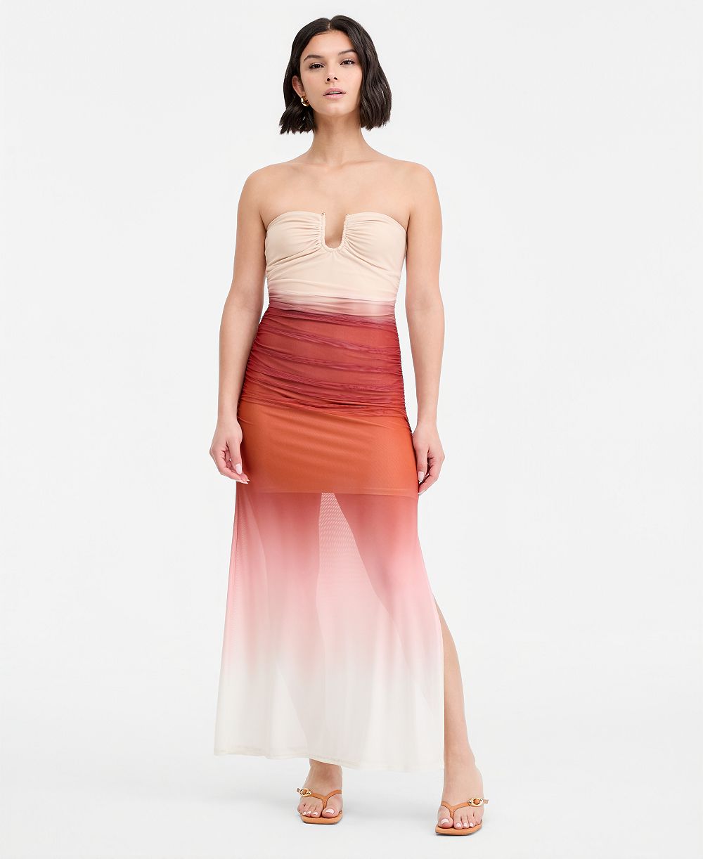 Платье Bar III Women's Ombré Mesh Hardware-Trim Strapless