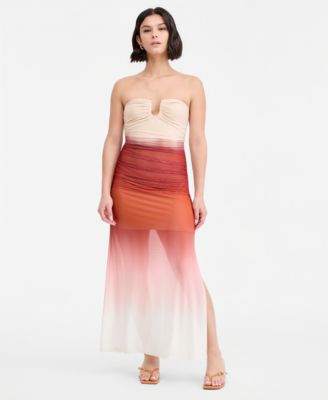 Bar III Women's Ombré Mesh Hardware-Trim Strapless Dress, Macy's Exclusive