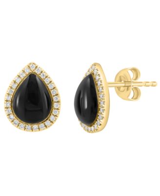 Серьги EFFY Collection Onyx & Diamond (2/5 ct. t.w.) в 14k Yellow Gold