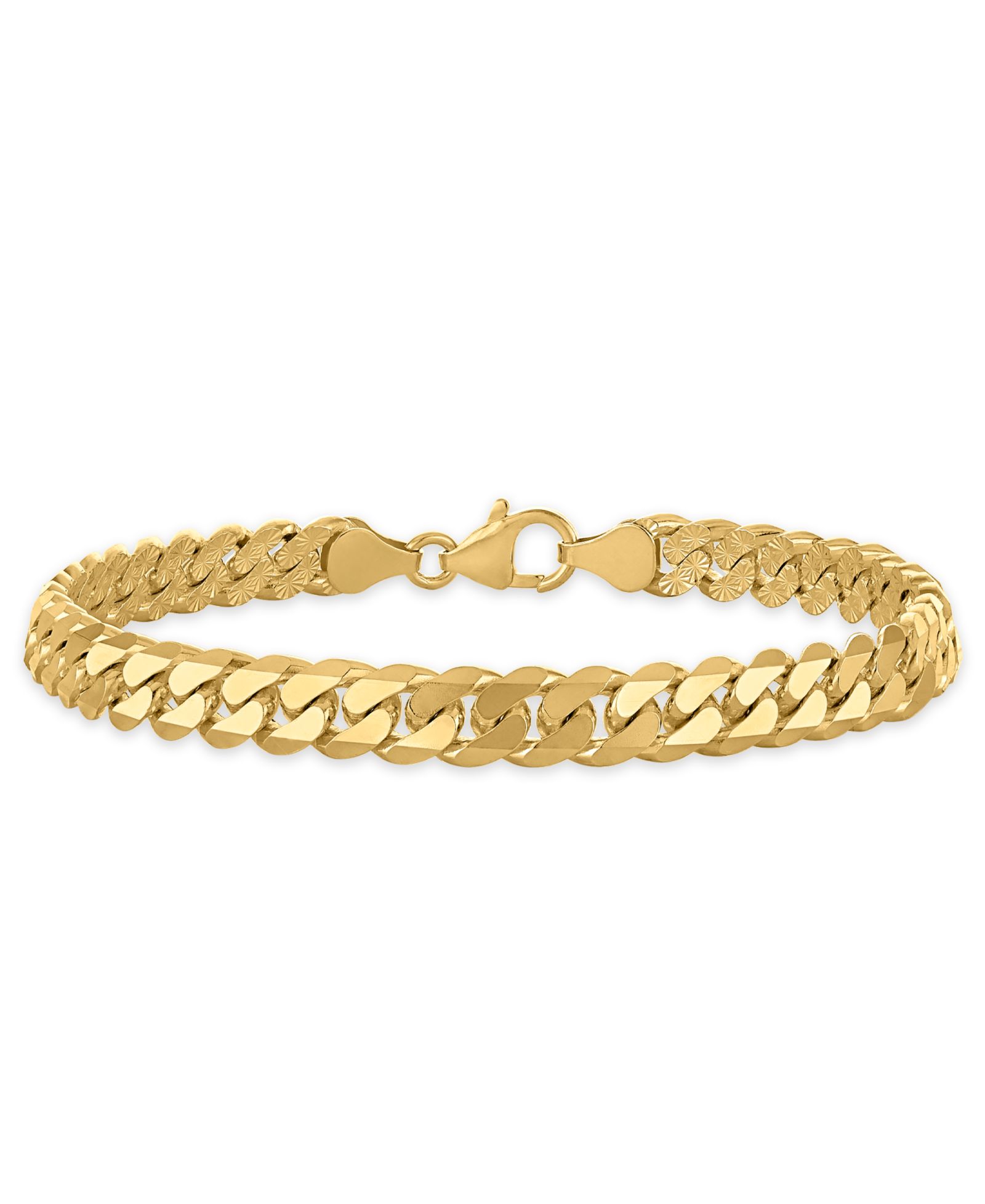 Macy's Men's Starburst Diamond-Cut Cuban Link Chain 8.5" Bracelet in 14k Gold Over Sterling Silver
