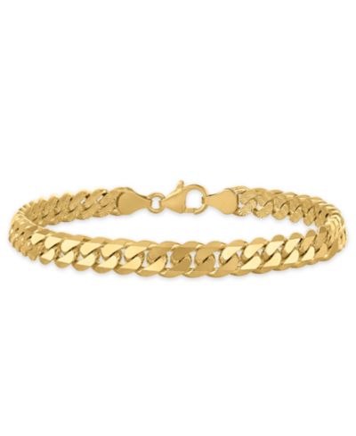 Macy's Men's Starburst Diamond-Cut Cuban Link Chain 8.5" Bracelet in 14k Gold Over Sterling Silver
