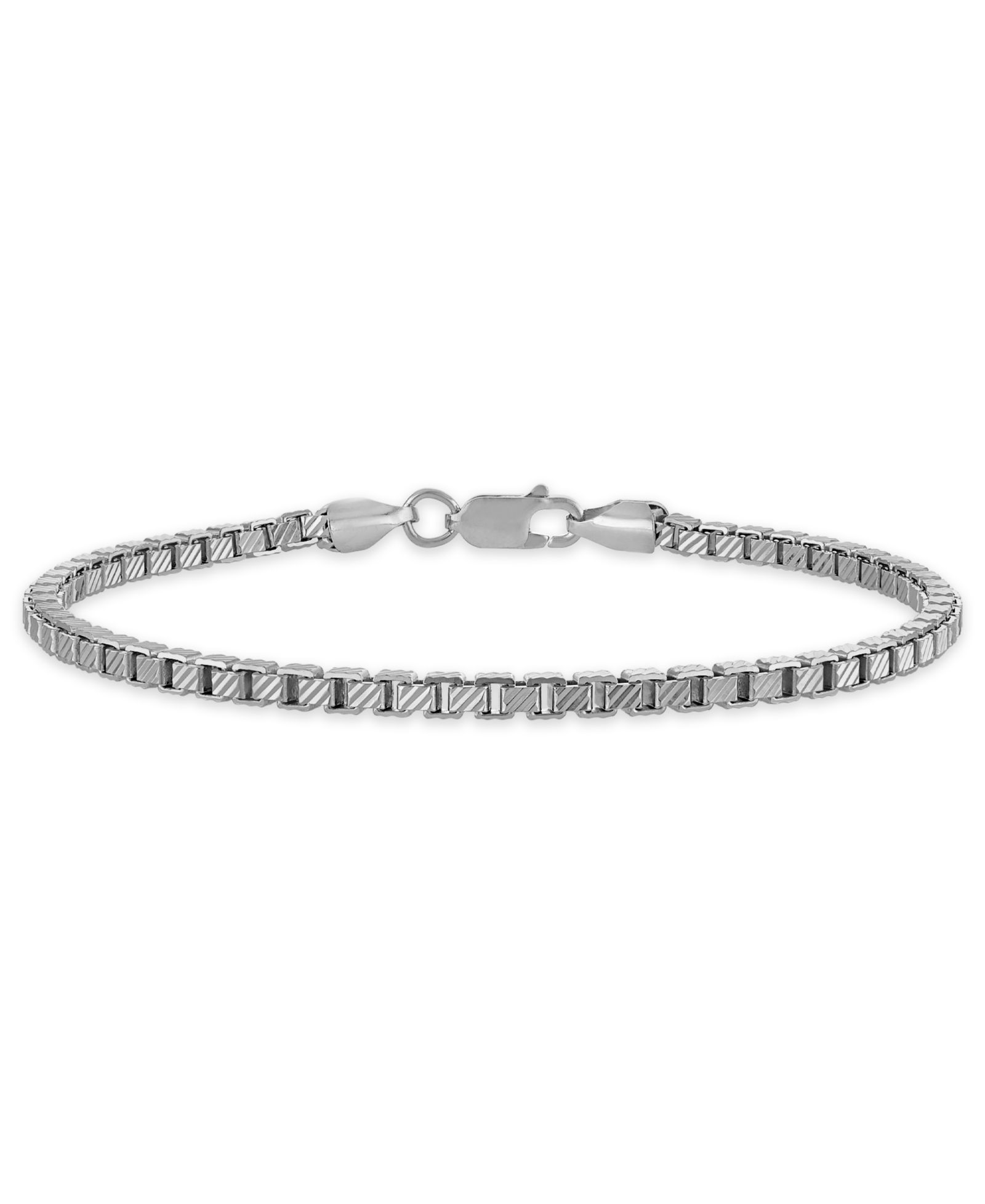Мужской браслет Macy's Pave Diamond-Cut Box Chain из стерлингового серебра