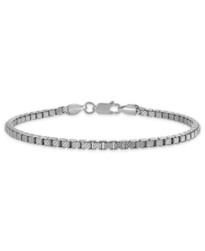 Macy's Men's Pave Diamond-Cut Box Chain 8.5" Bracelet in Sterling Silver