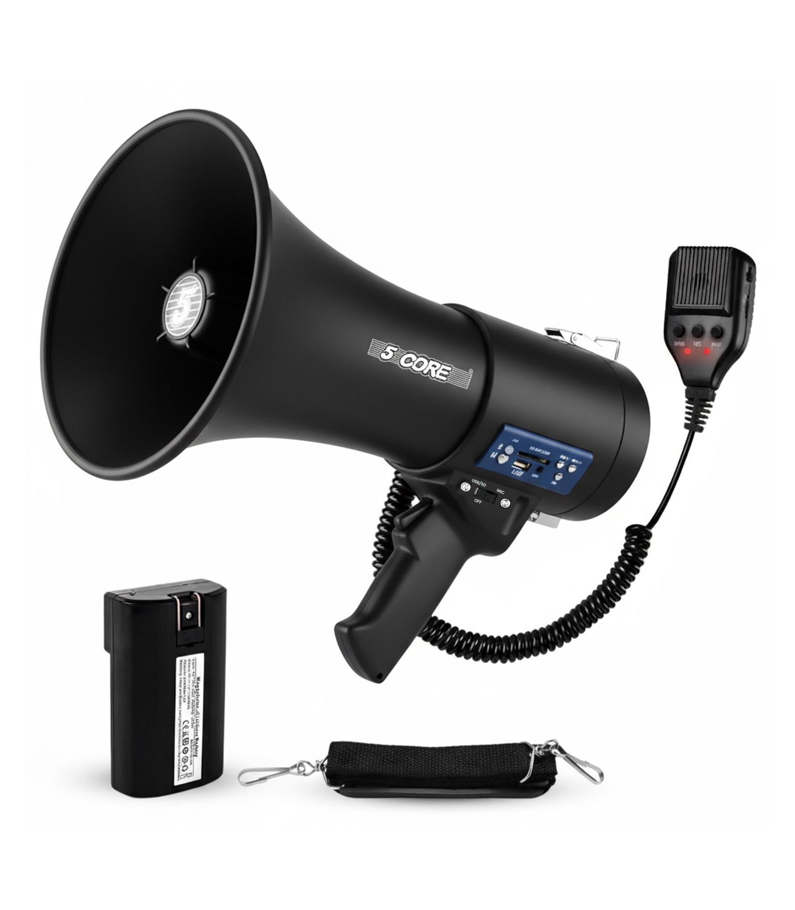 5 Core Megaphone Bullhorn 50W Rechargeable Bluetooth Speaker