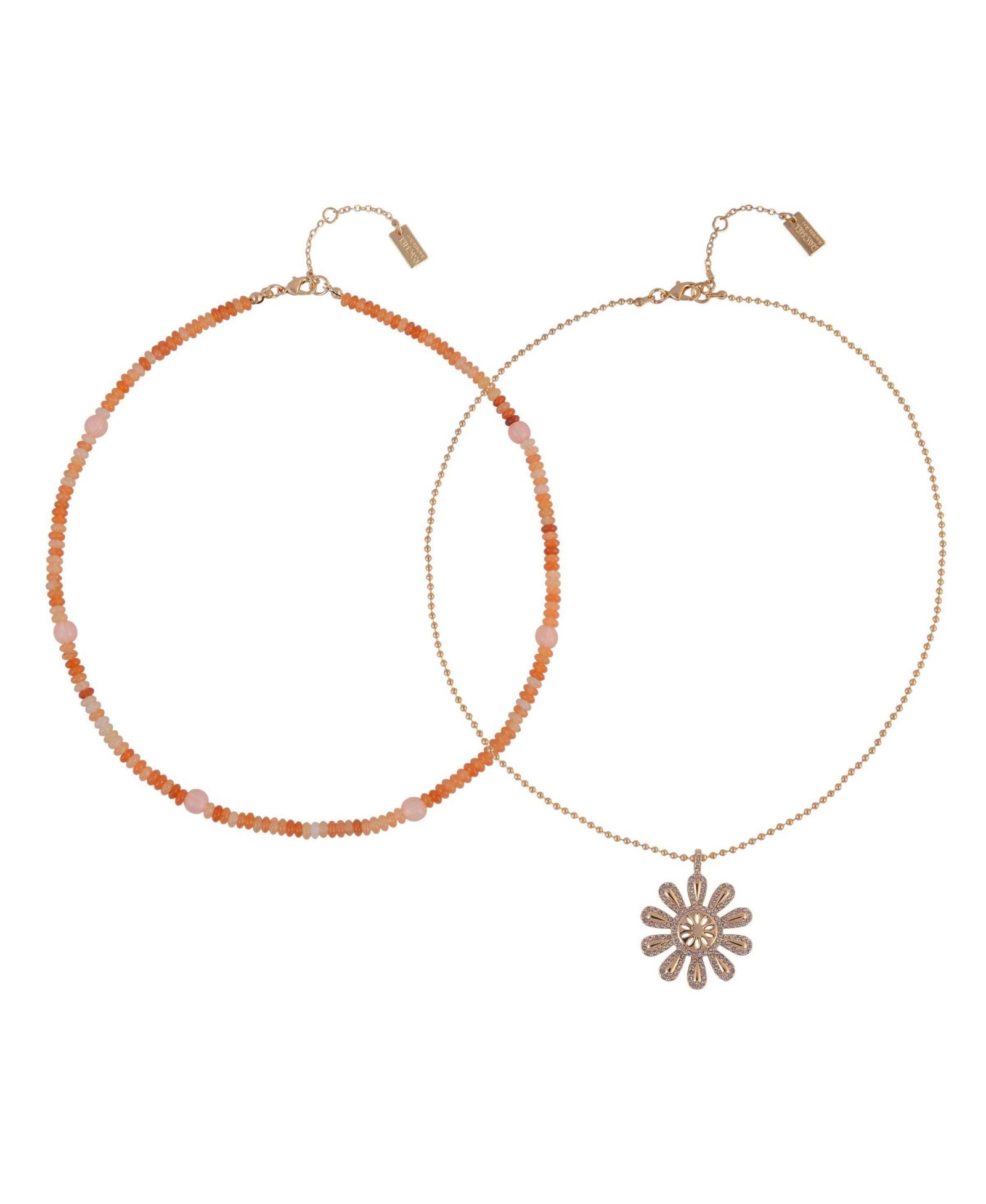 RACHEL Rachel Roy набор из 2 колье с полудрагоценными бусинами и кулоном Sunburst из латуни