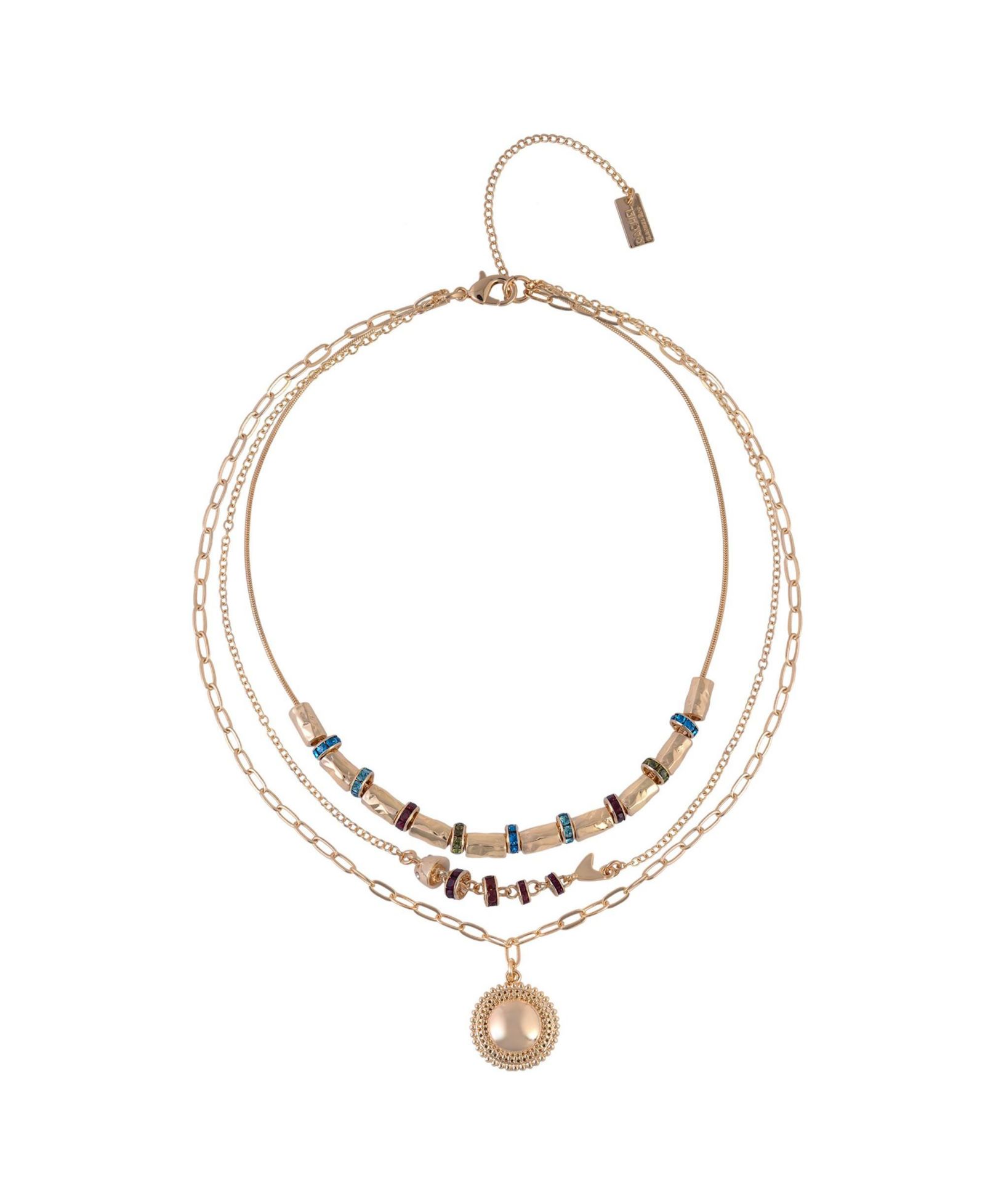 RACHEL Rachel Roy Tone Multi Row Pendant Necklace Brass