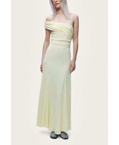 NOCTURNE Women's Asymmetric Off Shoulder Ruched Maxi Dress