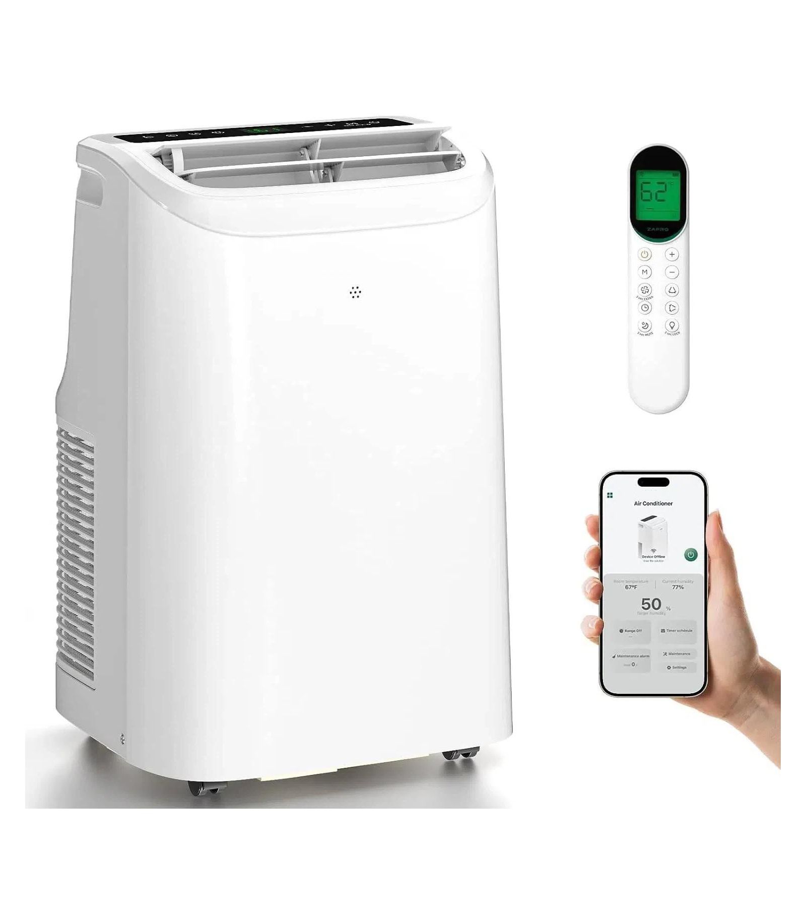 Cowsar Portable AC 12000 BTU with Fan and Dehumidifier, 24H Timer