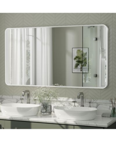 Apmir 55" x 30" High-Strength Tempered Glass and Aluminum Alloy Framed Wall Decor Bathroom Vanity Mirror