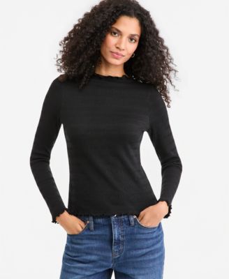 On 34th Women's Long-Sleeve Funnel Neck Puckered-Rib Top, Macy's Exclusive