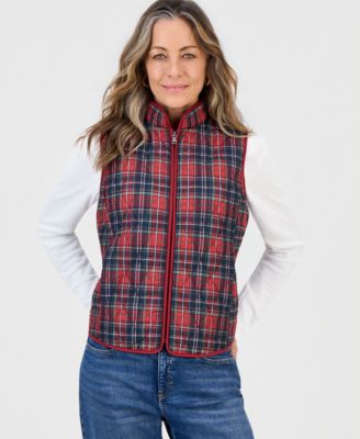 Женский стеганый жилет Style & Co Petite Quilted Plaid Puffer Vest