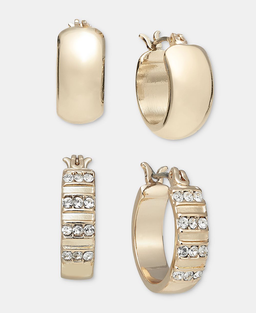 On 34th гладкие и паве-серьги-кольца, комплект из 2 штук, эксклюзив Macy's