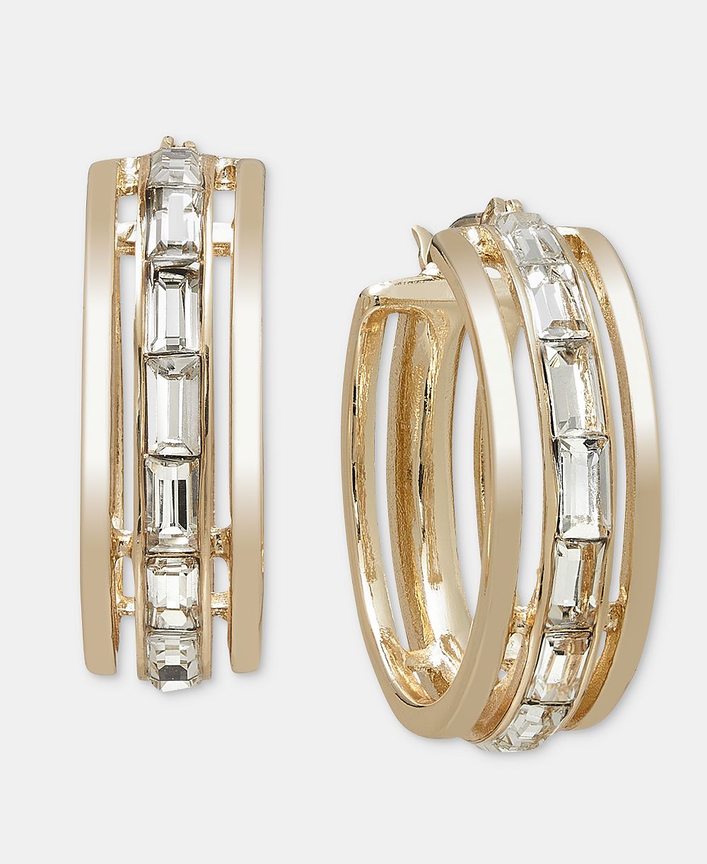 Серьги-кольца On 34th Medium Crystal Triple-Row Hoop 1.11"
