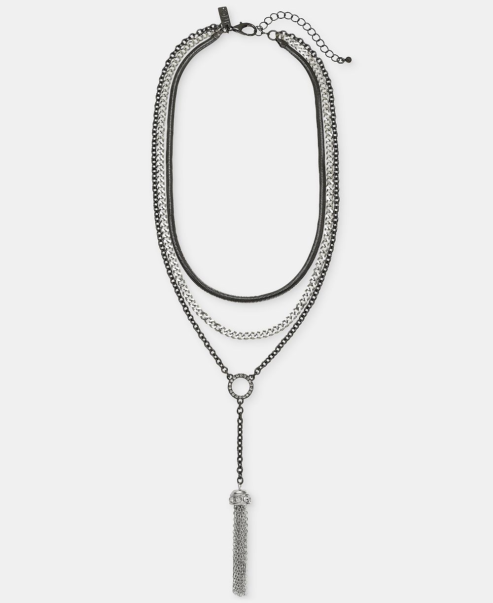 I.N.C. International Concepts Многослойное ожерелье Lariat с цепочкой, пайетками и кисточкой, 16-1/2" + 3" удлинитель