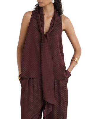 REISS Women's Tilly Cowl Neck Jacquard Blouse