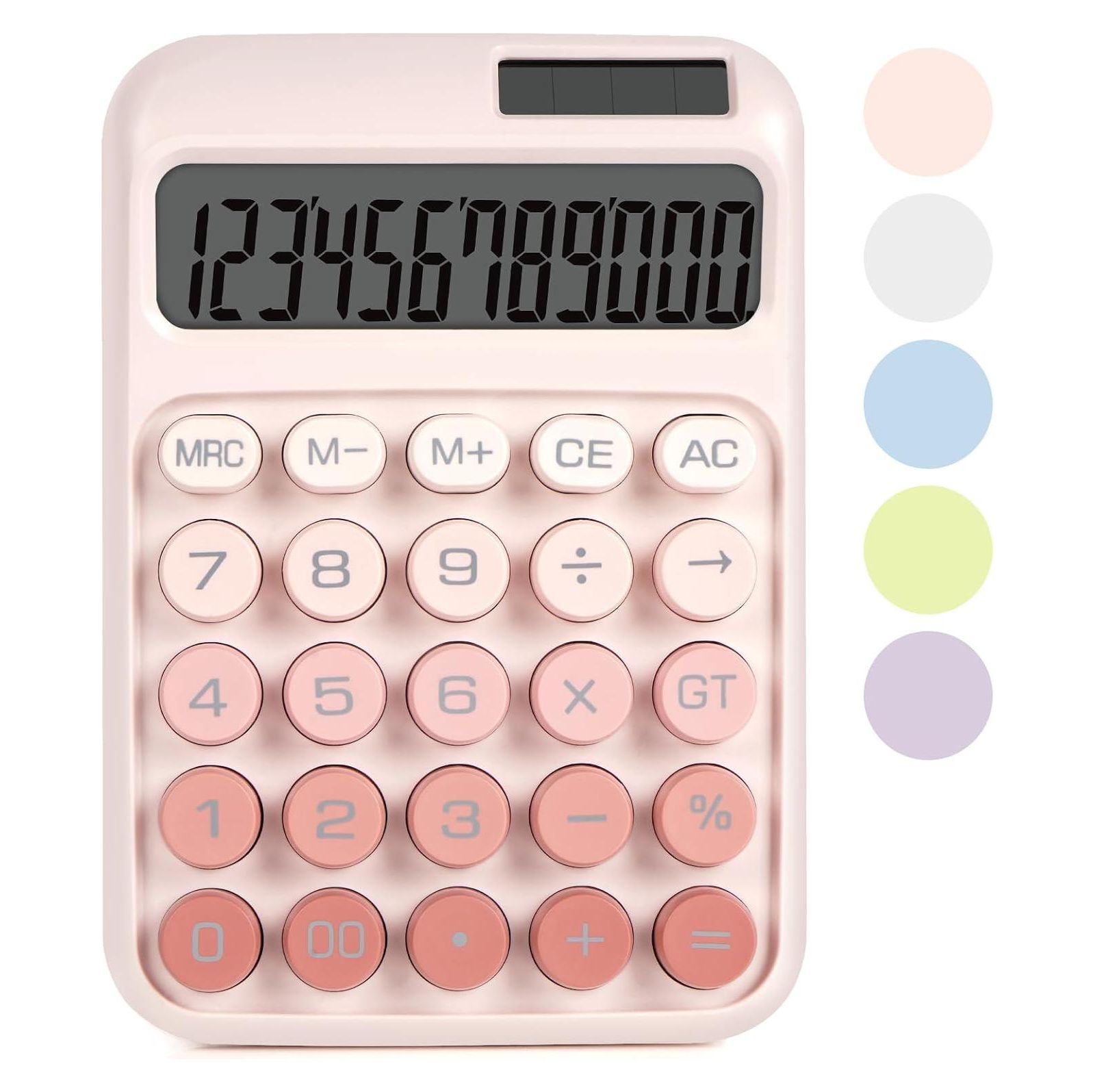 DANRONG механический калькулятор с большой кнопкой, 12 Digits, розовый
