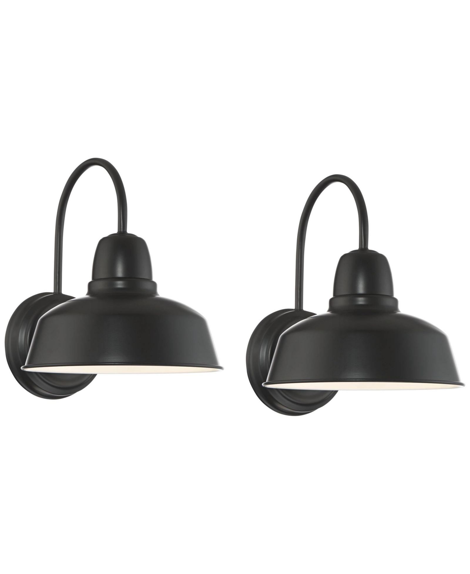 John Timberland Urban Barn Rustic Industrial Farmhouse Outdoor Wall Light Fixtures Set of 2  Metal Gooseneck Arms Downlight 13 inches  Post