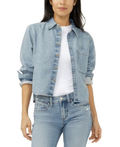 Женская трикотажная рубашка Silver Jeans Co. с пуговицами спереди