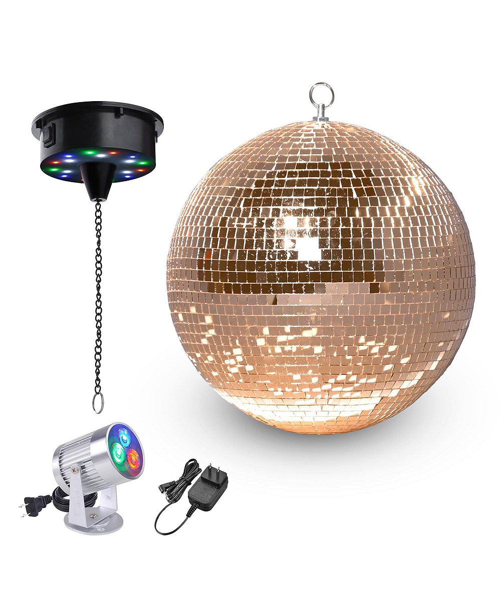 Диско-шар Yescom 12" с мотором и светом 6RPM и RGB прожектором 3W для вечеринок, DJ, клубов, свадеб и студий